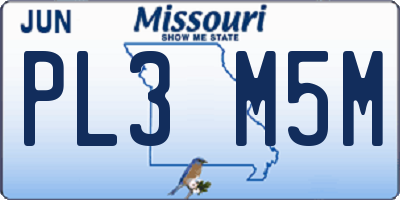 MO license plate PL3M5M