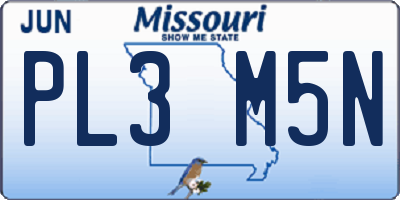 MO license plate PL3M5N