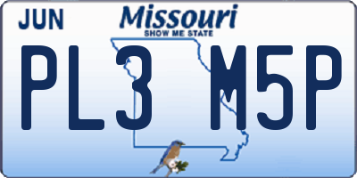 MO license plate PL3M5P