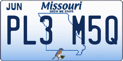 MO license plate PL3M5Q