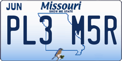 MO license plate PL3M5R