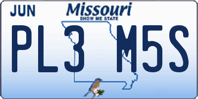 MO license plate PL3M5S