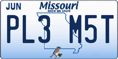 MO license plate PL3M5T