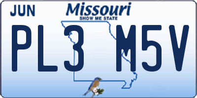 MO license plate PL3M5V