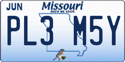 MO license plate PL3M5Y