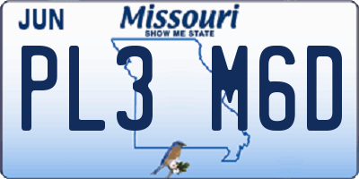 MO license plate PL3M6D