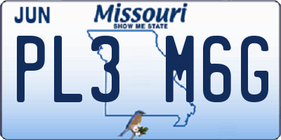 MO license plate PL3M6G