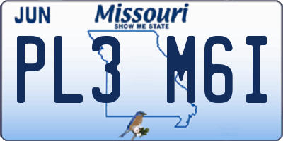 MO license plate PL3M6I