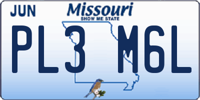 MO license plate PL3M6L