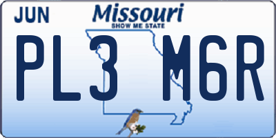 MO license plate PL3M6R