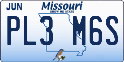 MO license plate PL3M6S