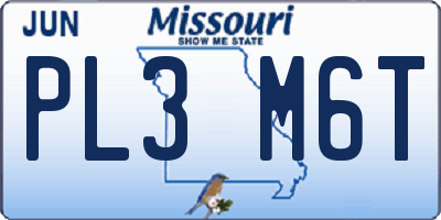 MO license plate PL3M6T