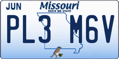 MO license plate PL3M6V