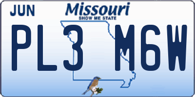 MO license plate PL3M6W