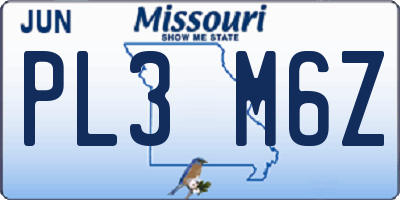 MO license plate PL3M6Z