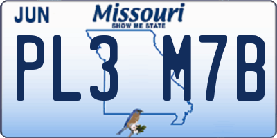 MO license plate PL3M7B