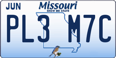 MO license plate PL3M7C