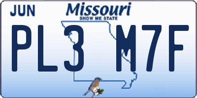 MO license plate PL3M7F
