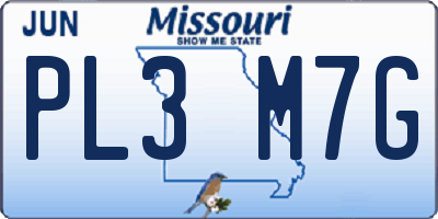 MO license plate PL3M7G
