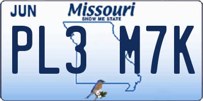 MO license plate PL3M7K