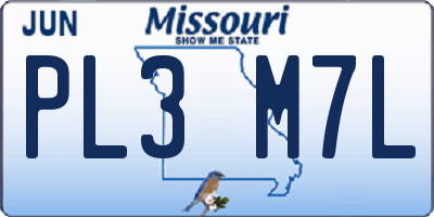 MO license plate PL3M7L