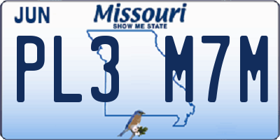 MO license plate PL3M7M