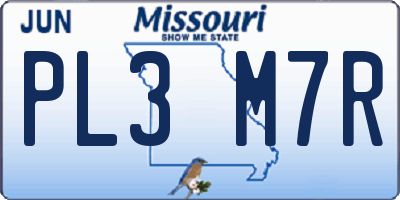 MO license plate PL3M7R
