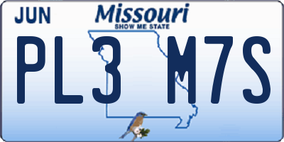MO license plate PL3M7S