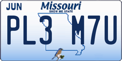 MO license plate PL3M7U