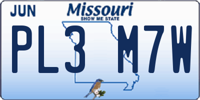 MO license plate PL3M7W