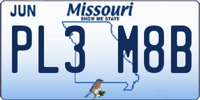 MO license plate PL3M8B