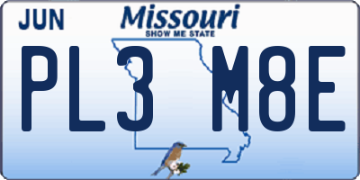 MO license plate PL3M8E