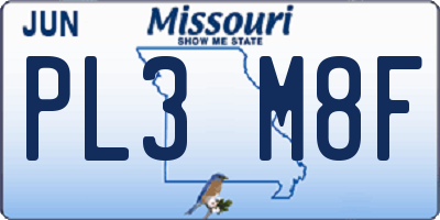 MO license plate PL3M8F