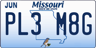 MO license plate PL3M8G