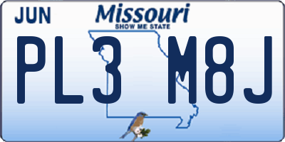 MO license plate PL3M8J