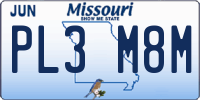 MO license plate PL3M8M