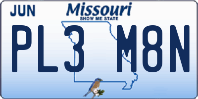 MO license plate PL3M8N
