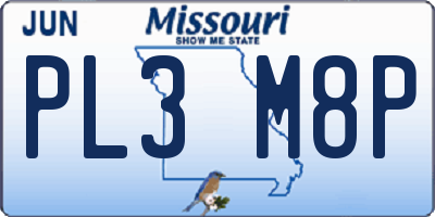 MO license plate PL3M8P