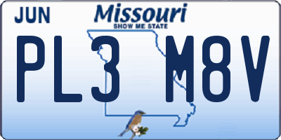 MO license plate PL3M8V