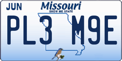MO license plate PL3M9E