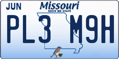 MO license plate PL3M9H