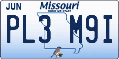 MO license plate PL3M9I