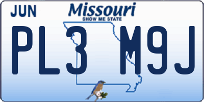 MO license plate PL3M9J