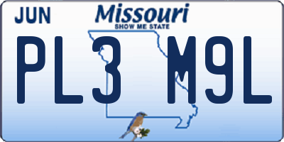 MO license plate PL3M9L
