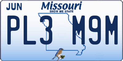 MO license plate PL3M9M