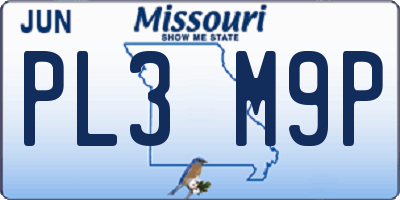 MO license plate PL3M9P