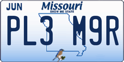 MO license plate PL3M9R