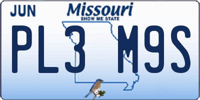 MO license plate PL3M9S