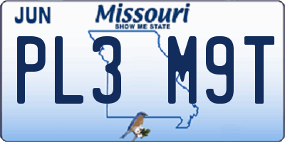 MO license plate PL3M9T