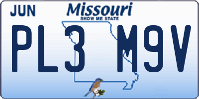 MO license plate PL3M9V